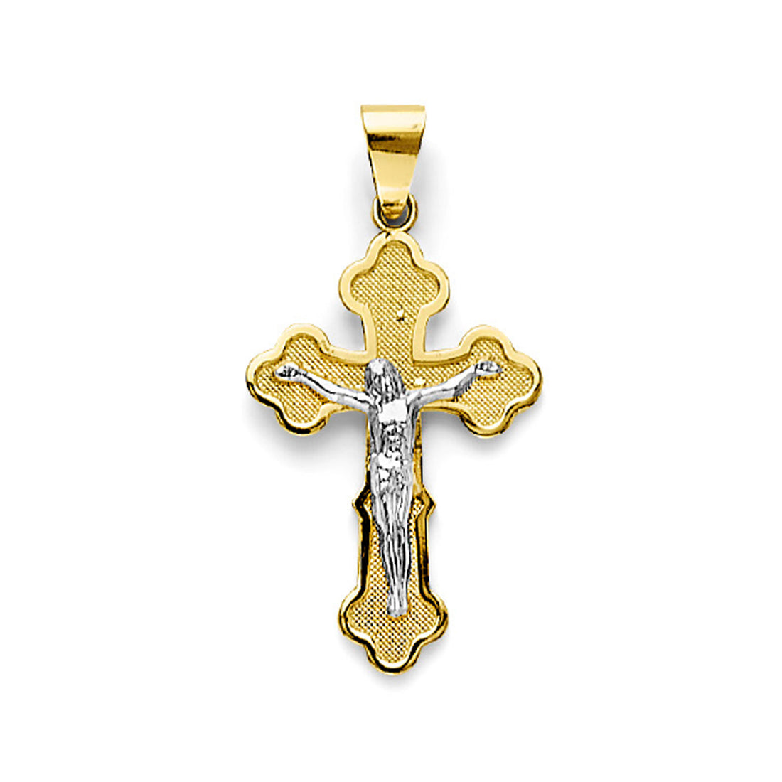 Two Tone Gold Orthodox Religious Crucifix Cross Pendant