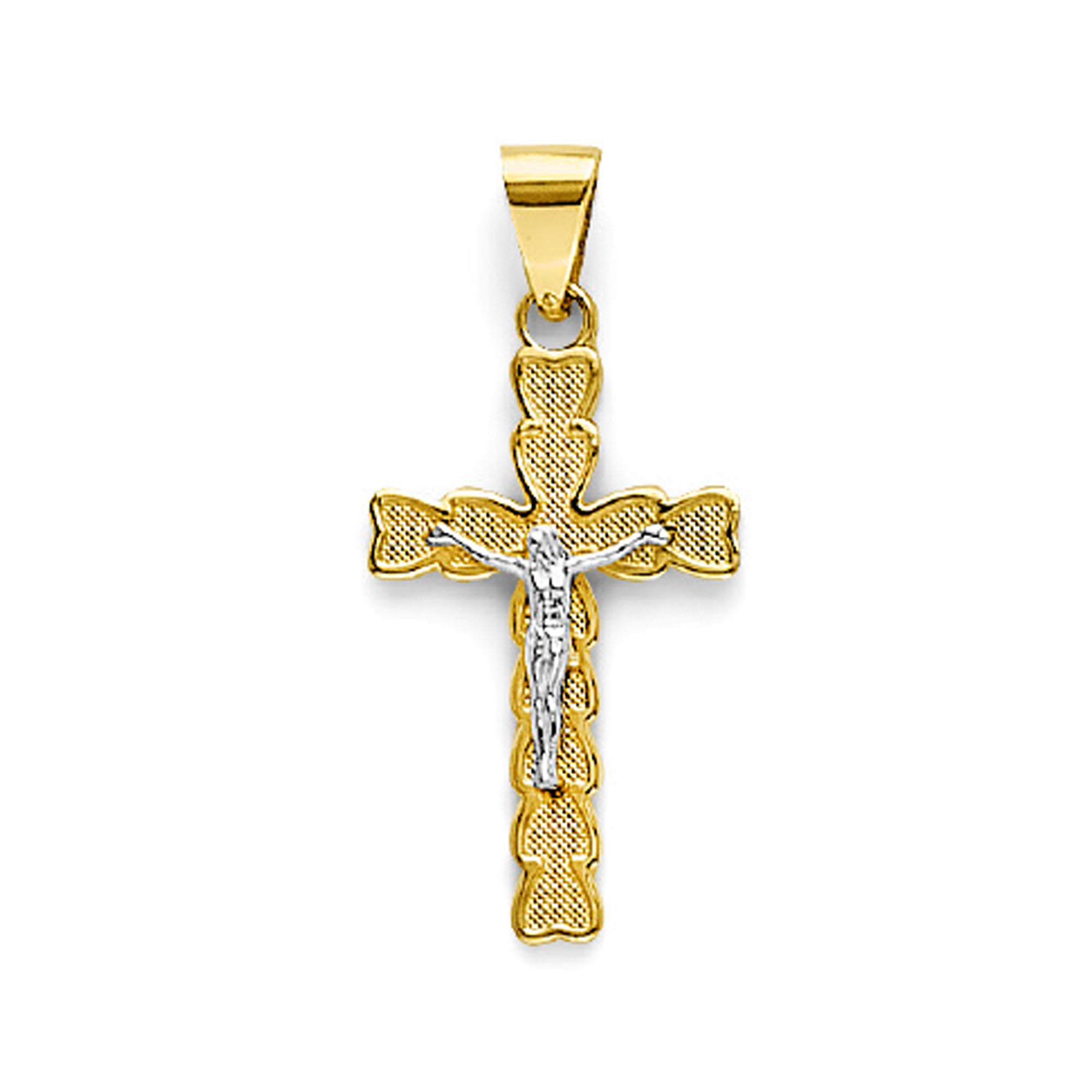 Two Tone Gold Series of Shimmer Crucifix Cross Pendant