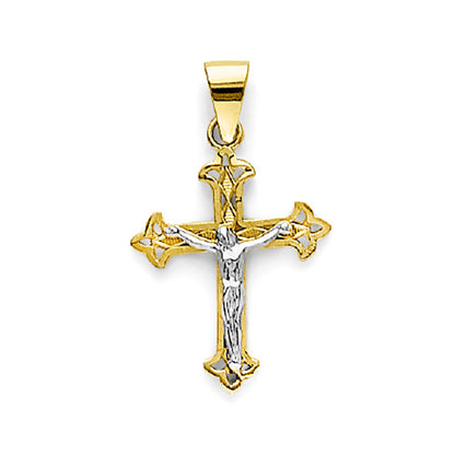 Two Tone Gold Edged Crucifix Cross Pendant