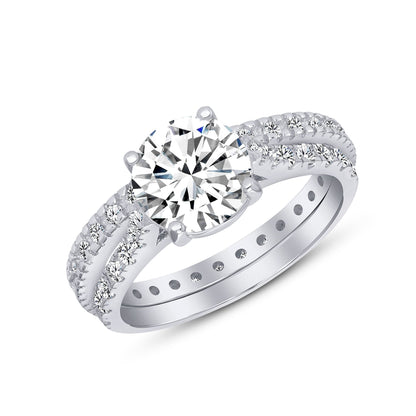 925 Sterling Silver Round CZ Pavé Band Women&