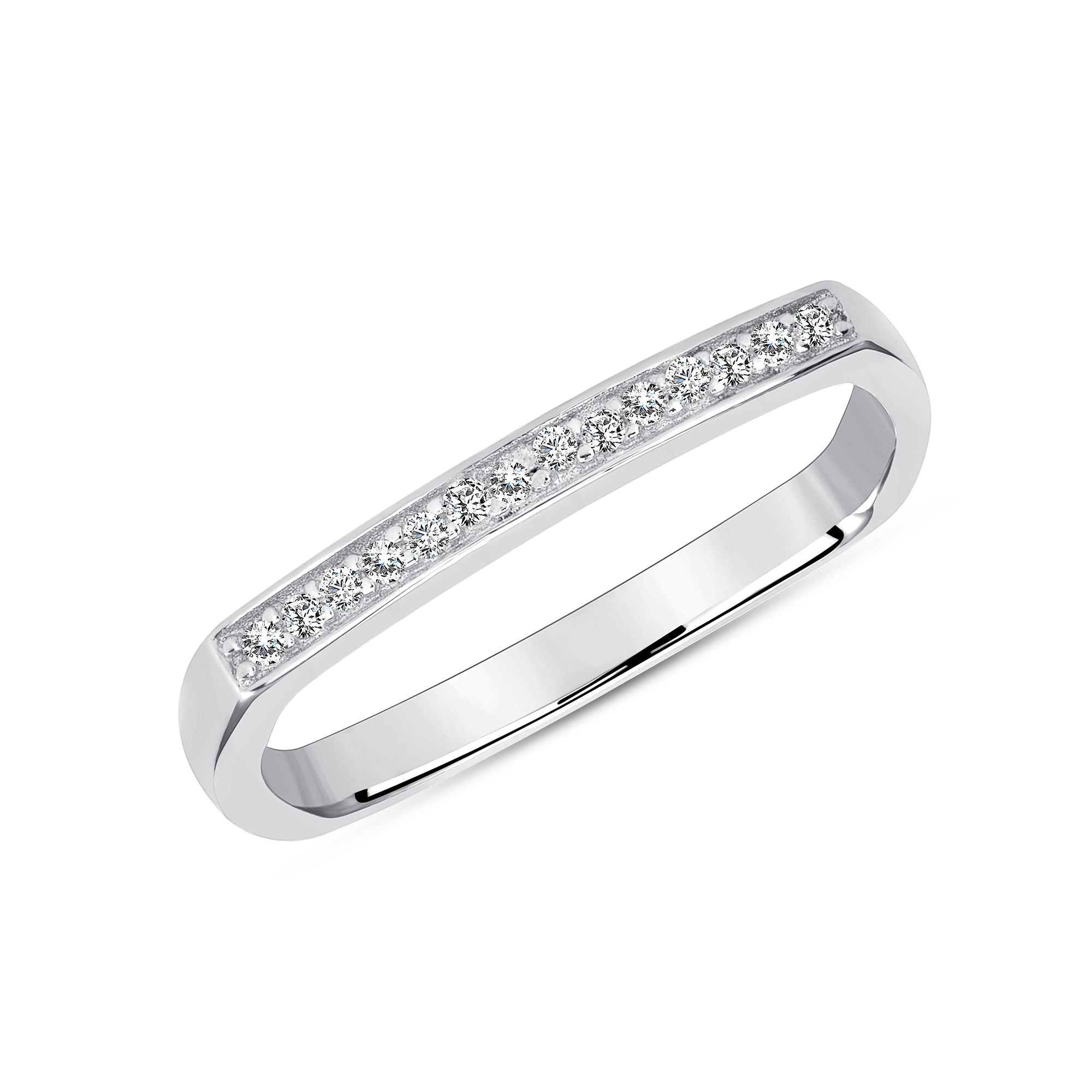 925 Sterling Silver Square Mid Finger Band