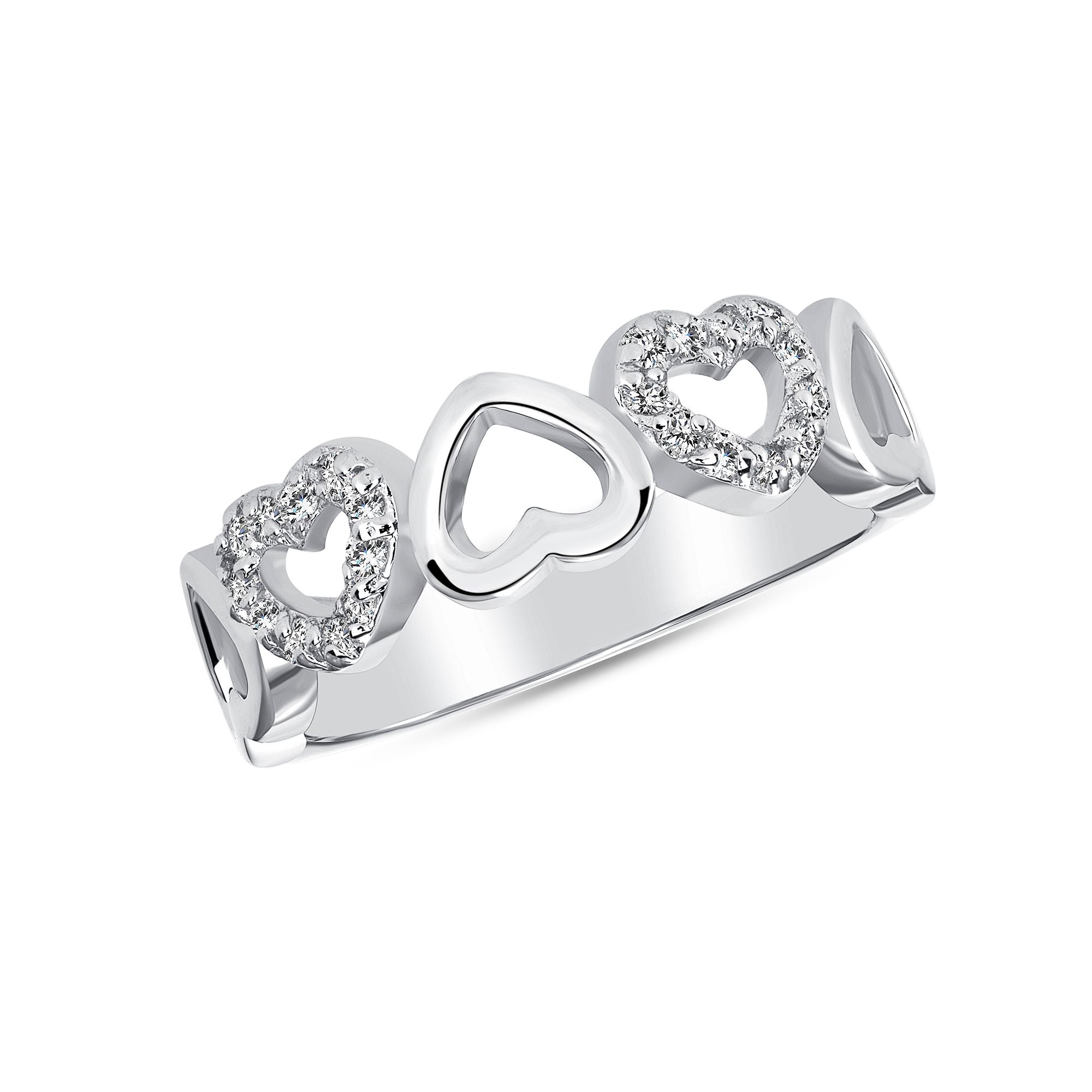 925 Sterling Silver Multi Heart Fashion Ring