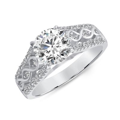 925 Sterling Silver Round CZ Infinity Engagement Ring