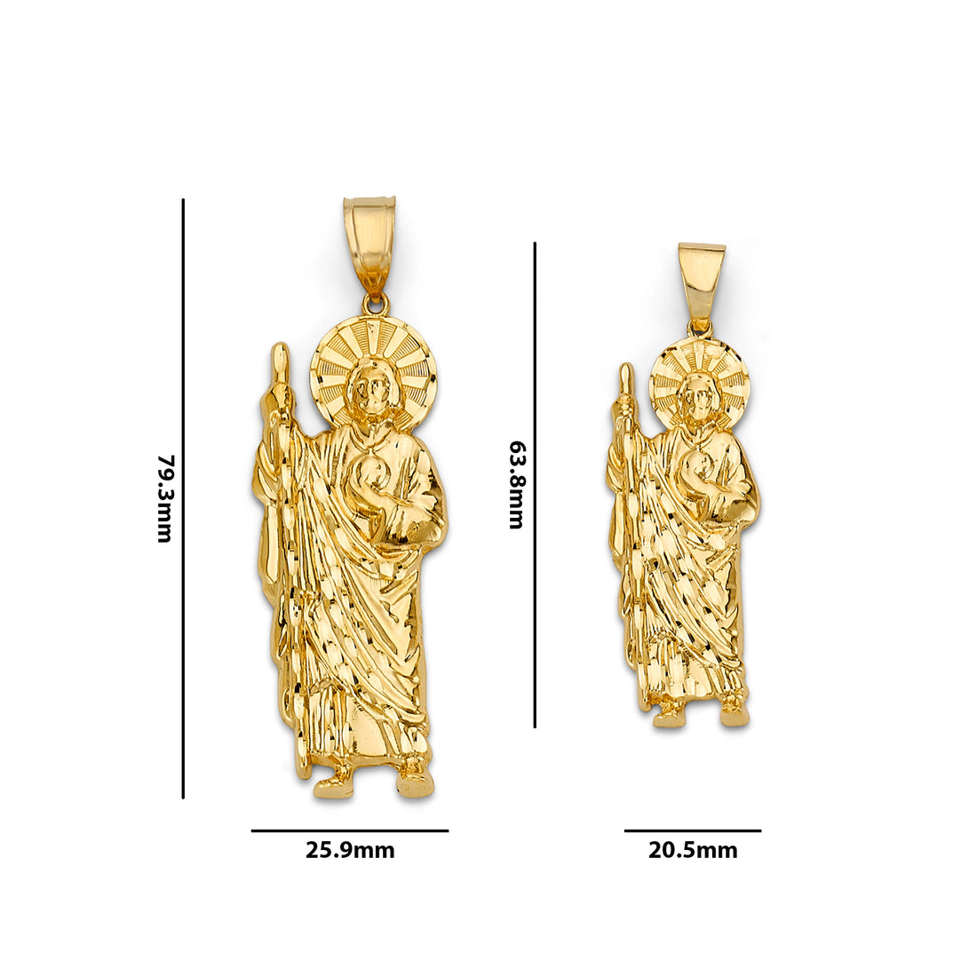 Yellow Gold Religious San Judas Pendant