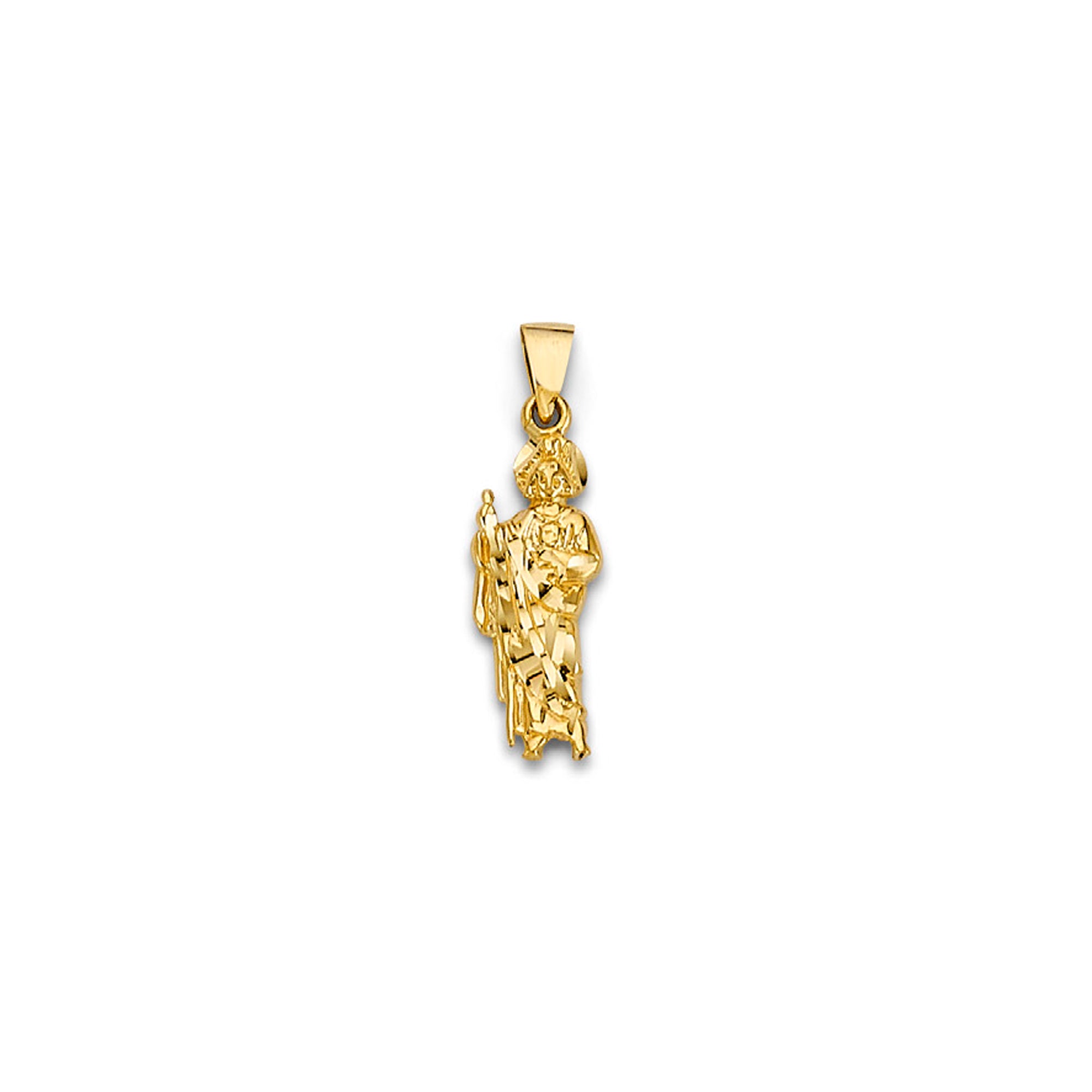 Yellow Gold High Polished San Judas Religious Pendant 