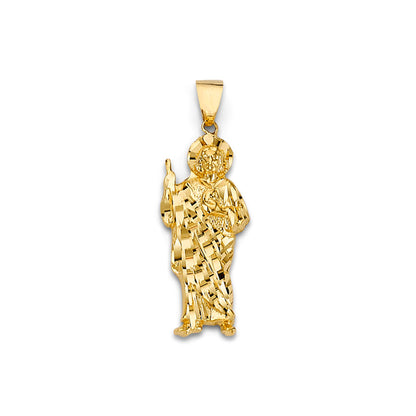 Yellow Gold High Polished San Judas Religious Pendant