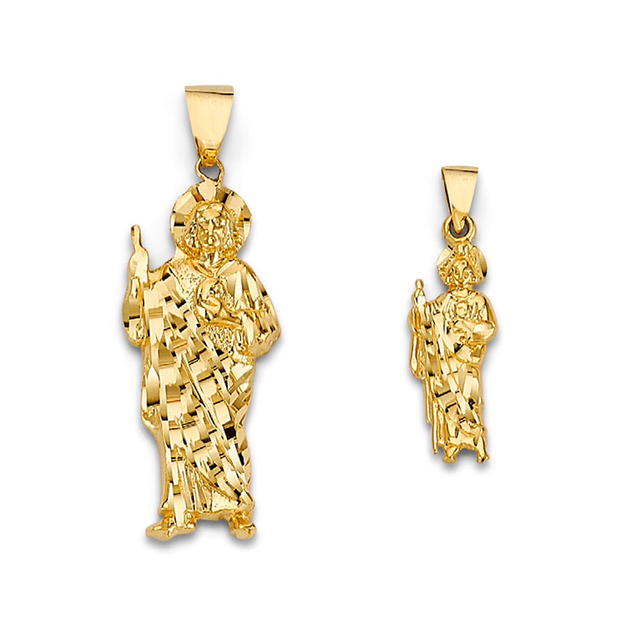 Yellow Gold High Polished San Judas Religious Pendant