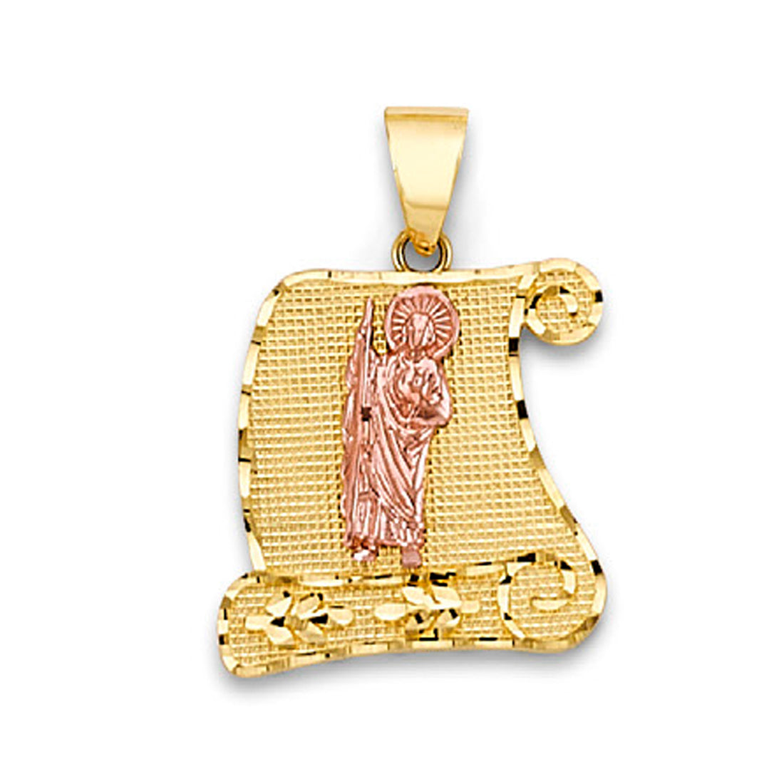 Yellow Gold St Judas Scroll Dual Tone Pendant