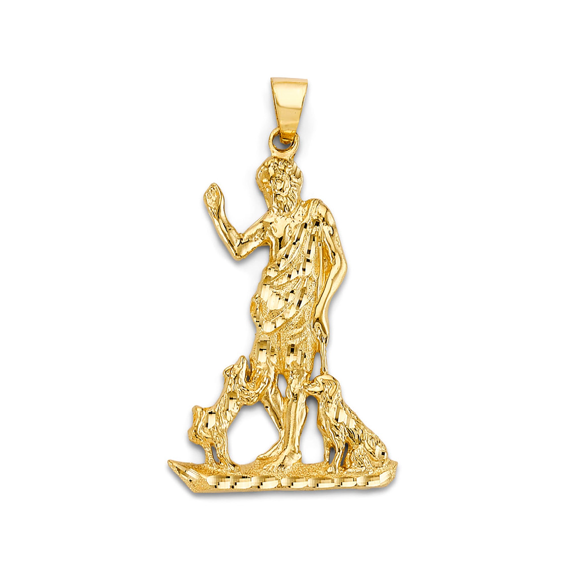 Yellow Gold Saint Lazarus Religious Pendant