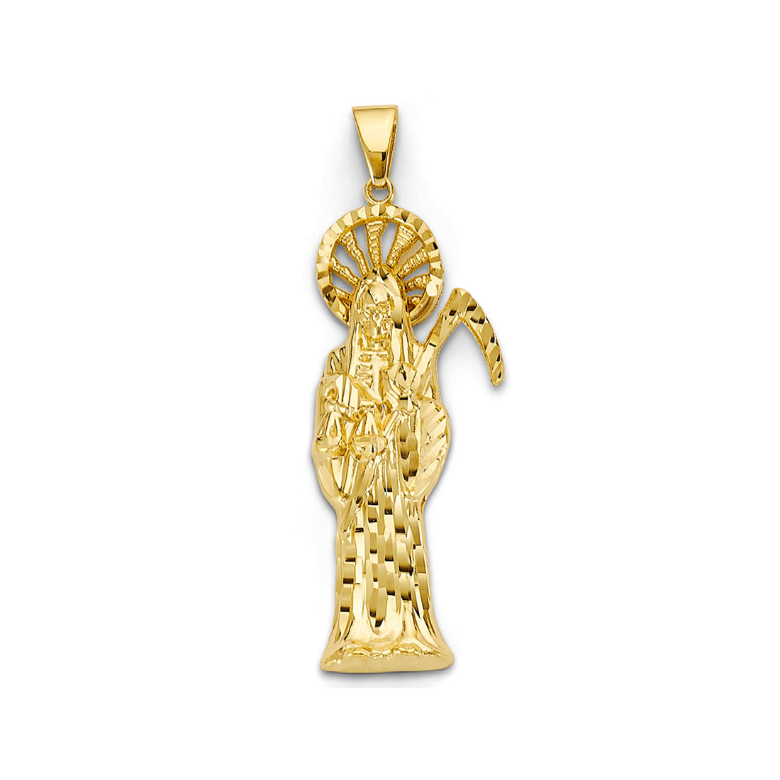 Yellow Gold Santa Muerte Religious Pendant