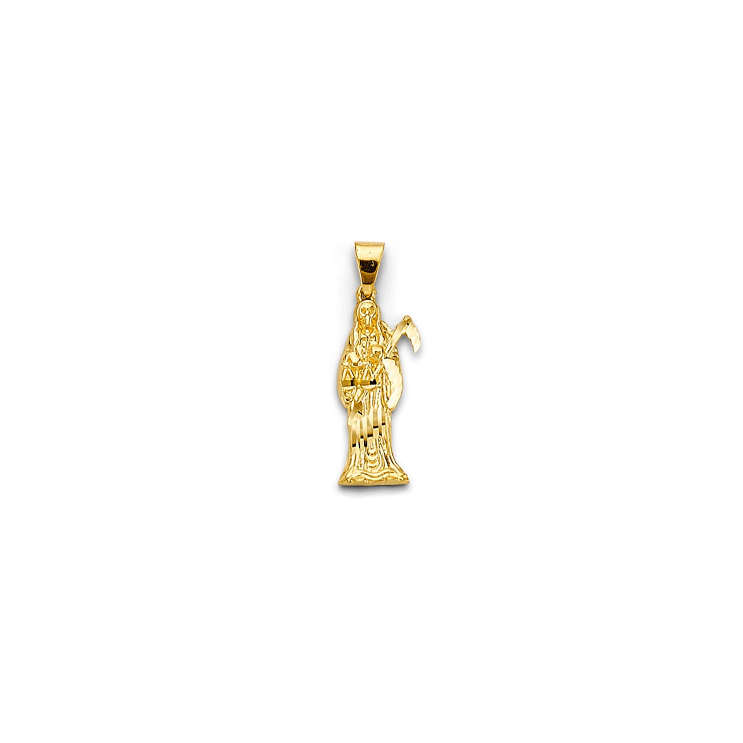 Yellow Gold Santa Muerte Minimalist Pendant