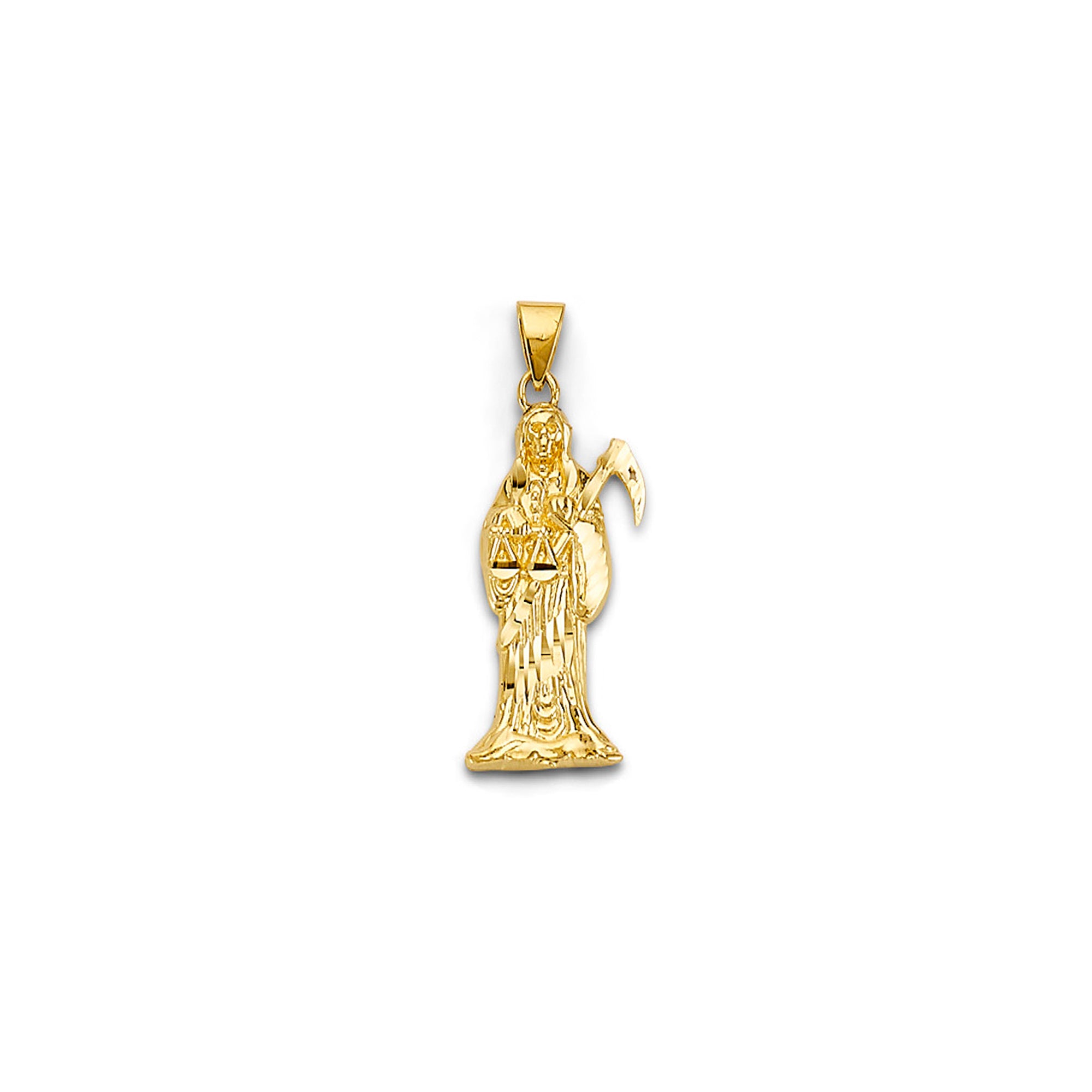 Yellow Gold Santa Muerte Minimalist Pendant