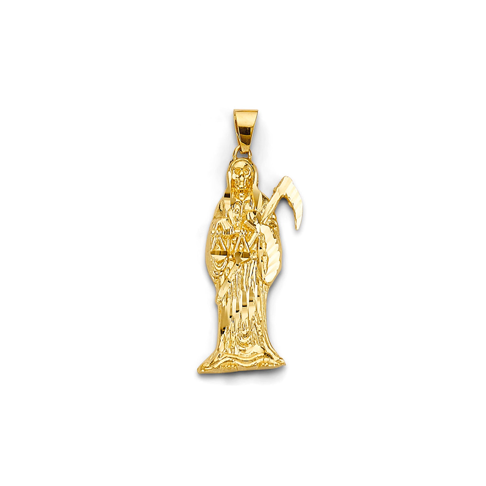 Yellow Gold Santa Muerte Minimalist Pendant