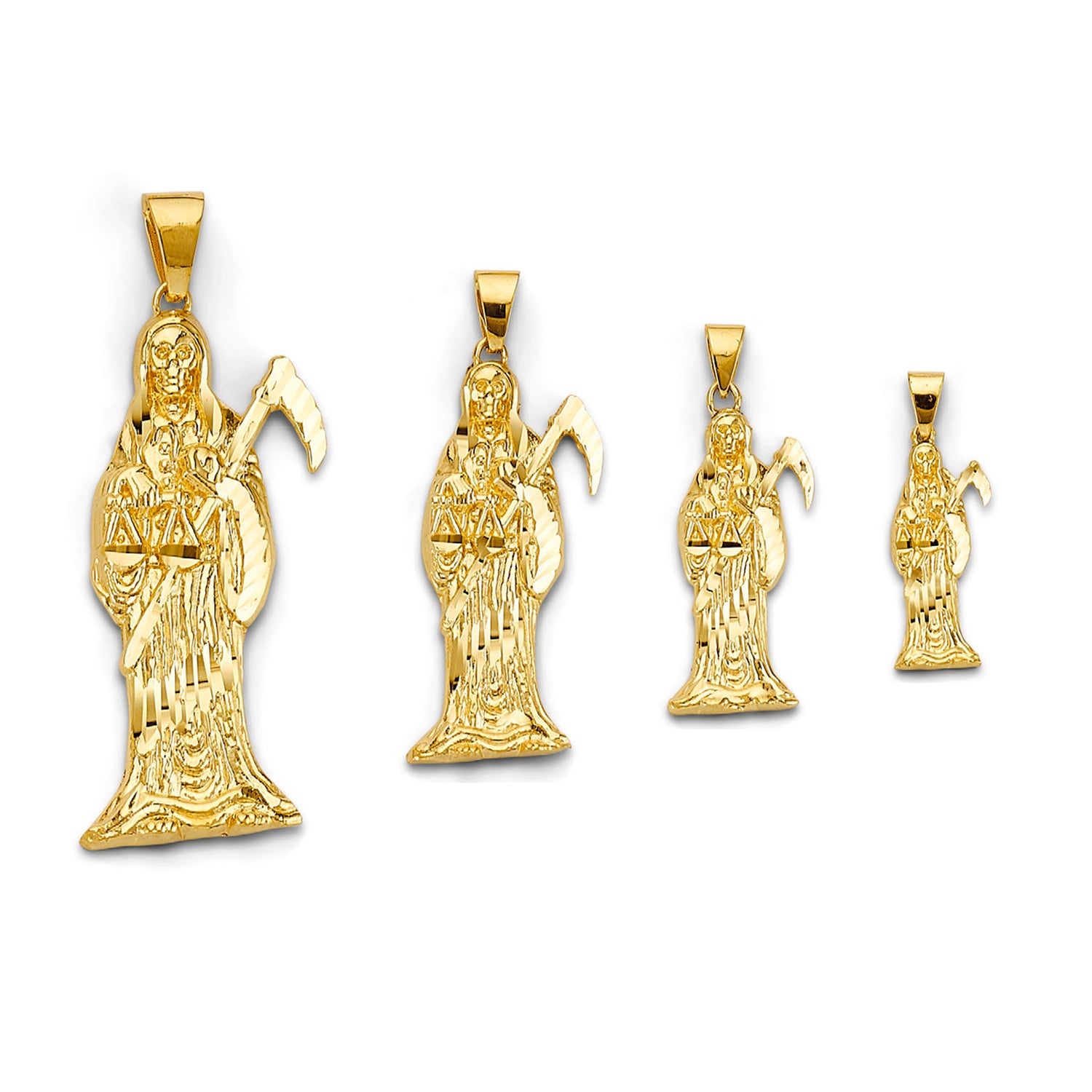 Yellow Gold Santa Muerte Minimalist Pendant