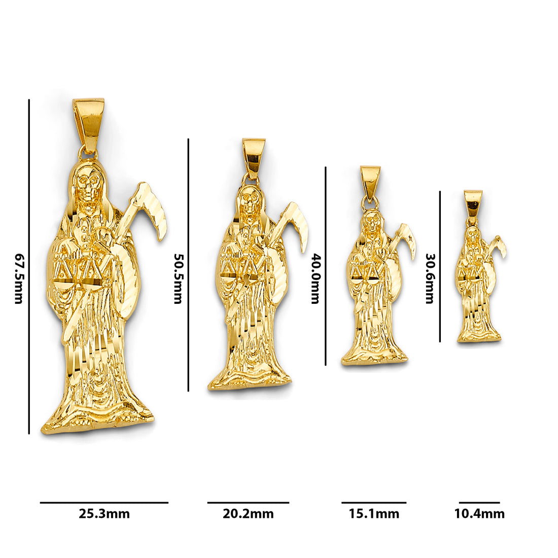 Yellow Gold Santa Muerte Minimalist Pendant