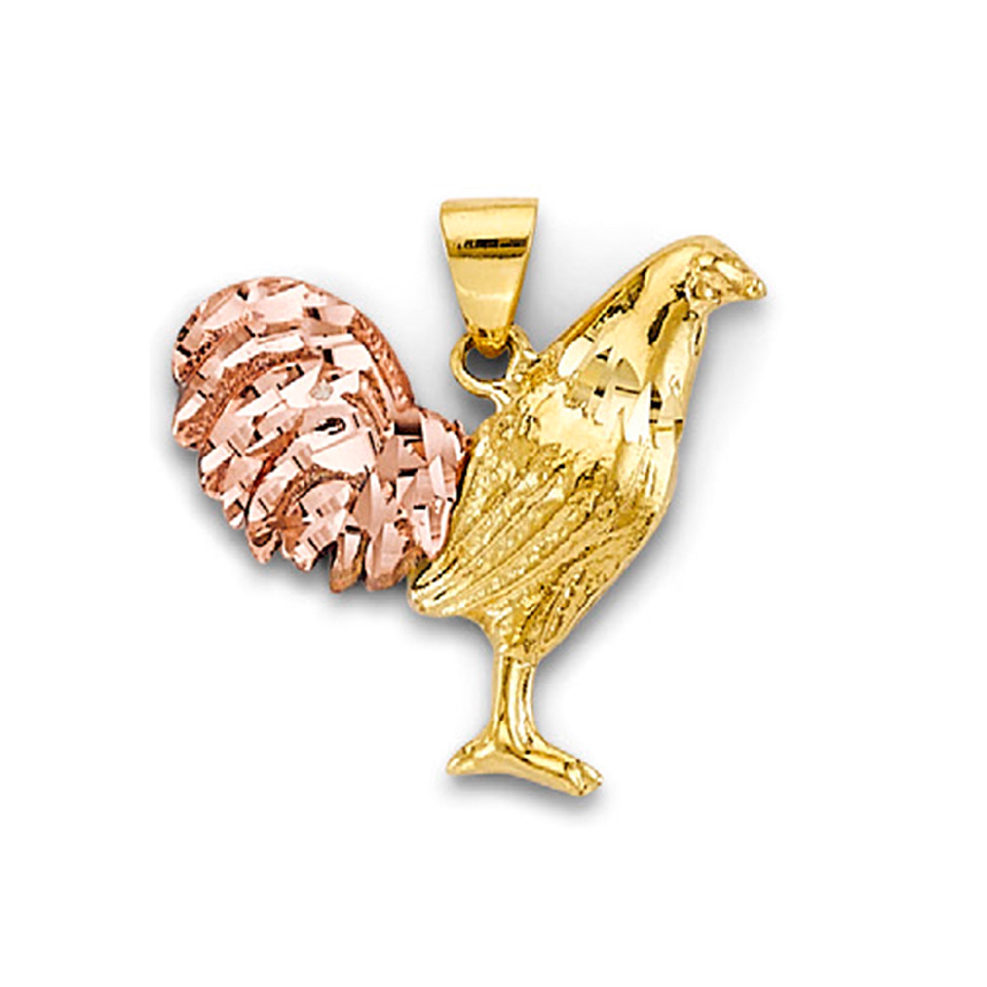 Two Tone Gold Chicken Charm Pendant