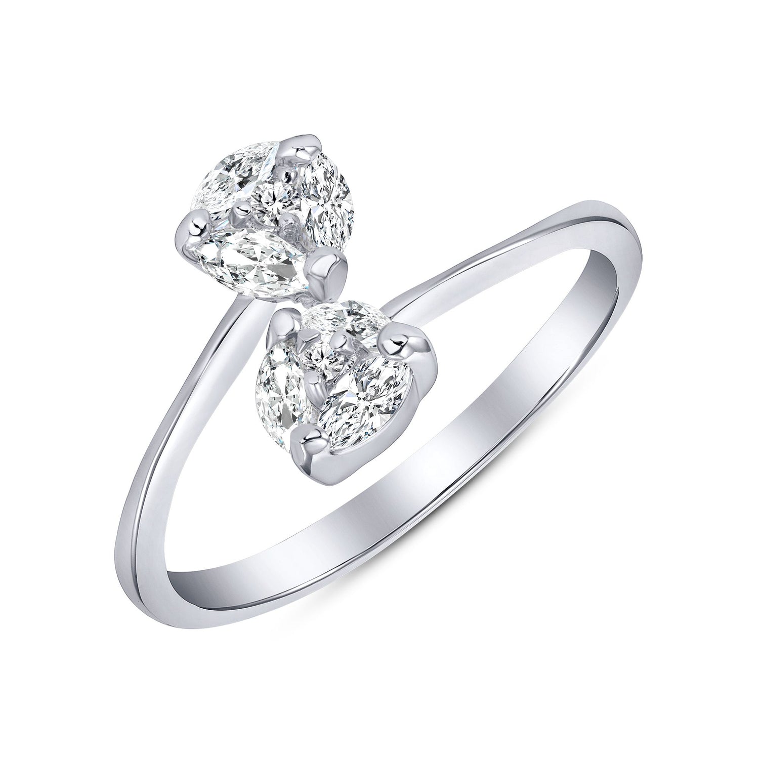 925 Sterling Silver Micro Pavé Round CZ Open Ring