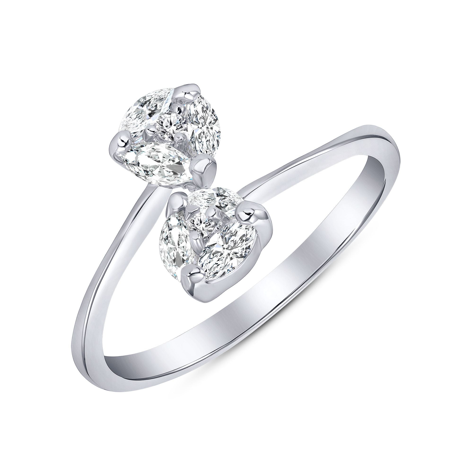 925 Sterling Silver Micro Pavé Round CZ Open Ring
