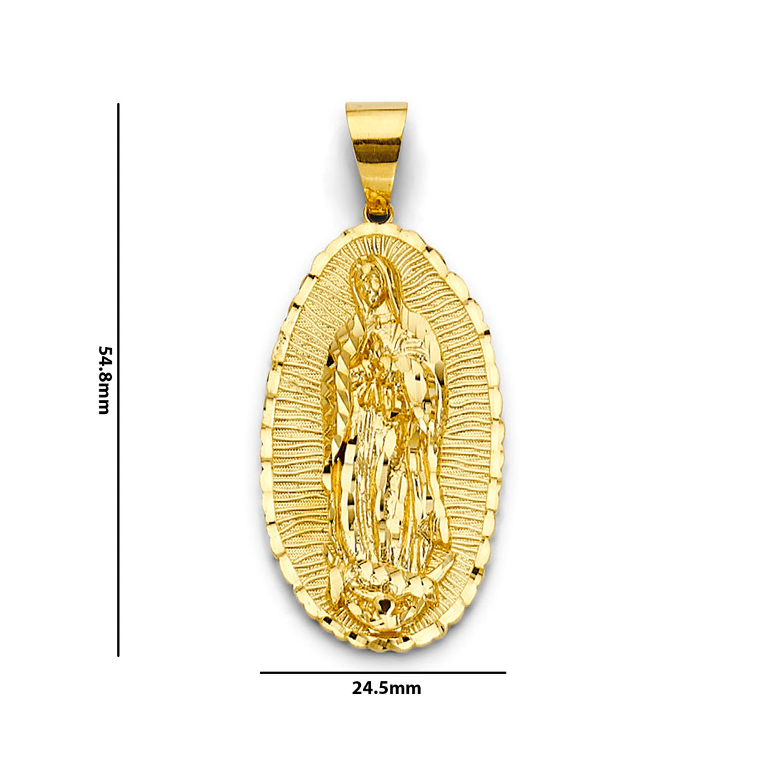 Mother Mary Pendant in 14K Yellow Gold (8.3g) with Measurement