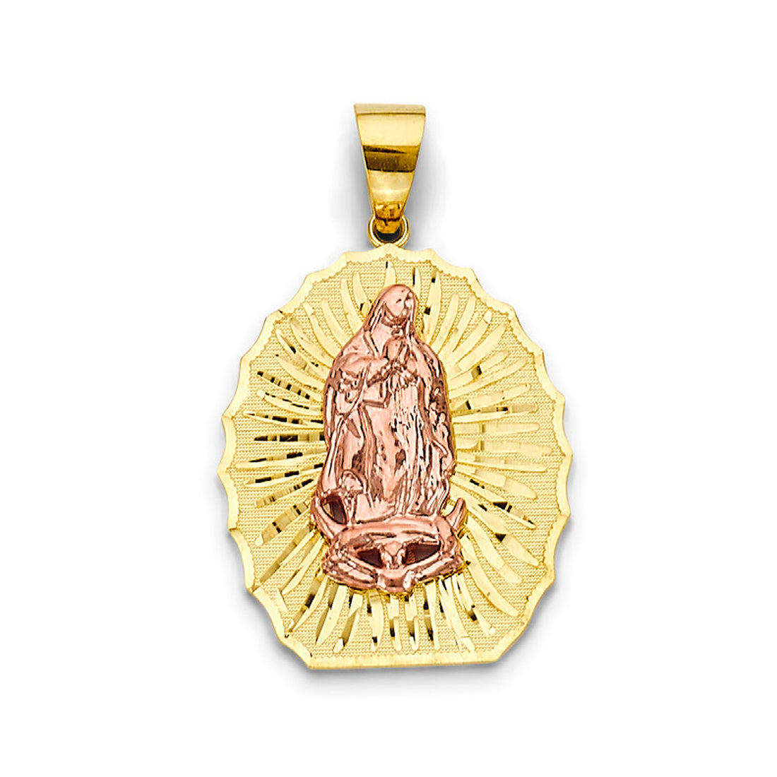 Dual ToneVirgin Mary Charm Pendant in 14K Yellow Gold (8.5g)