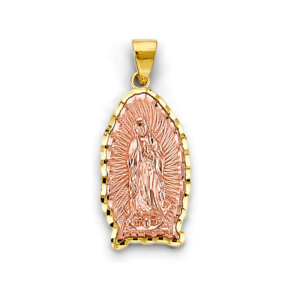 Two Tone Gold Textured Virgin Mary Pendant