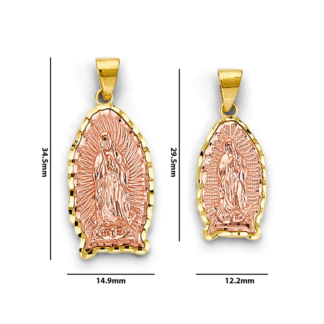 Two Tone Gold Textured Virgin Mary Pendant