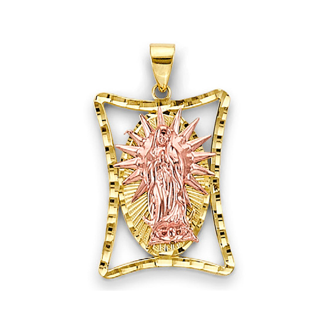 Two Tone Gold High-Polished Lady of Guadalupe Pendant