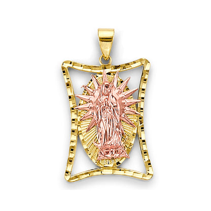 Two Tone Gold High-Polished Lady of Guadalupe Pendant