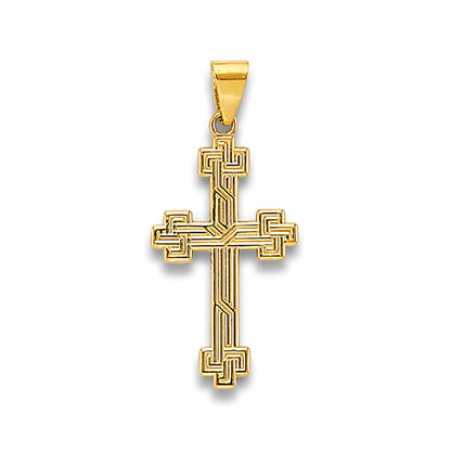 Yellow Gold Interlacing Lines Crosslet Cross Pendant