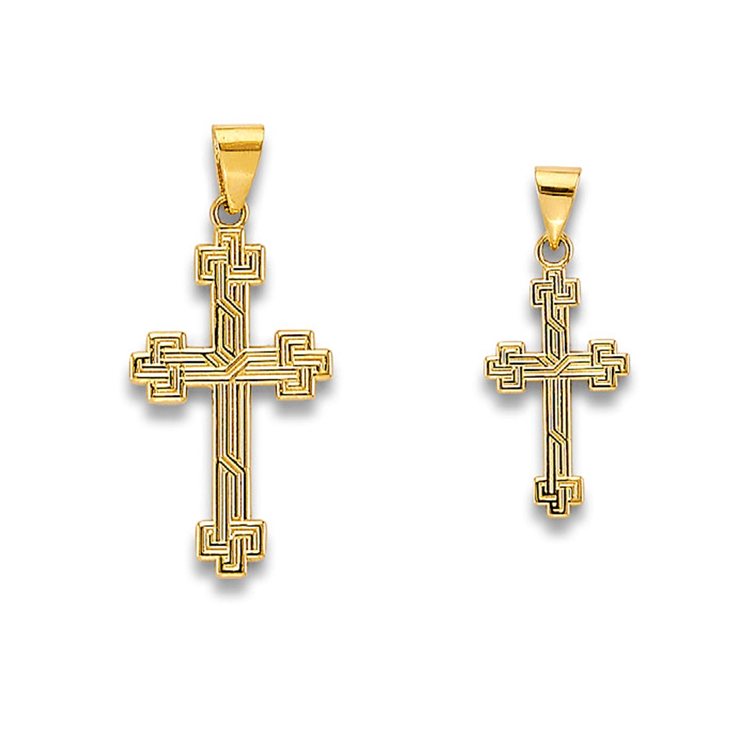 Yellow Gold Interlacing Lines Crosslet Cross Pendant