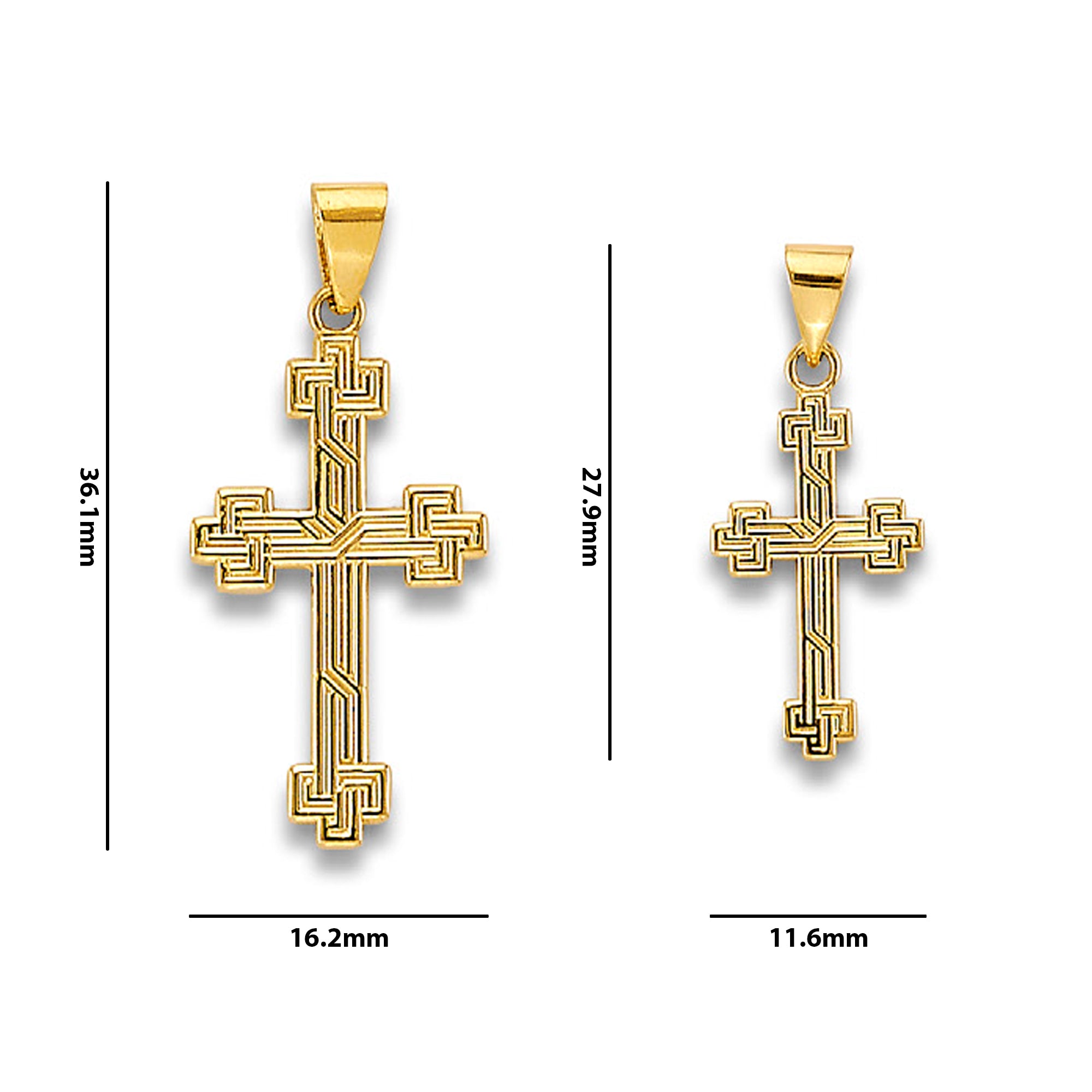 Yellow Gold Interlacing Lines Crosslet Cross Pendant