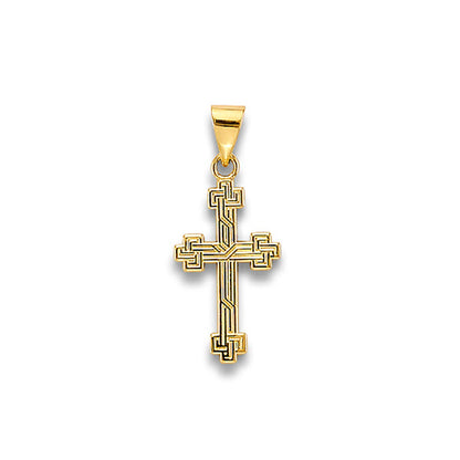 Yellow Gold Interlacing Lines Crosslet Cross Pendant