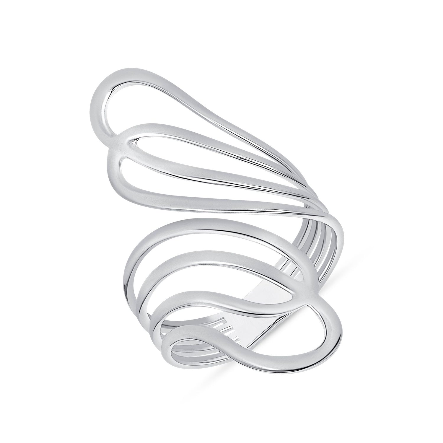 925 Sterling Silver 4.2CM Freeform Wire Wrap Fashion Ring
