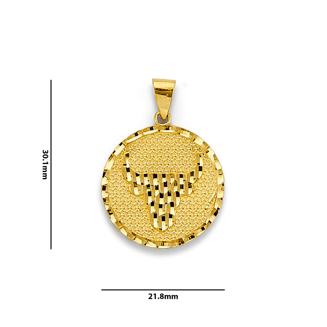 Yellow Gold Taurus Zodiac Medallion Pendant with Measurement