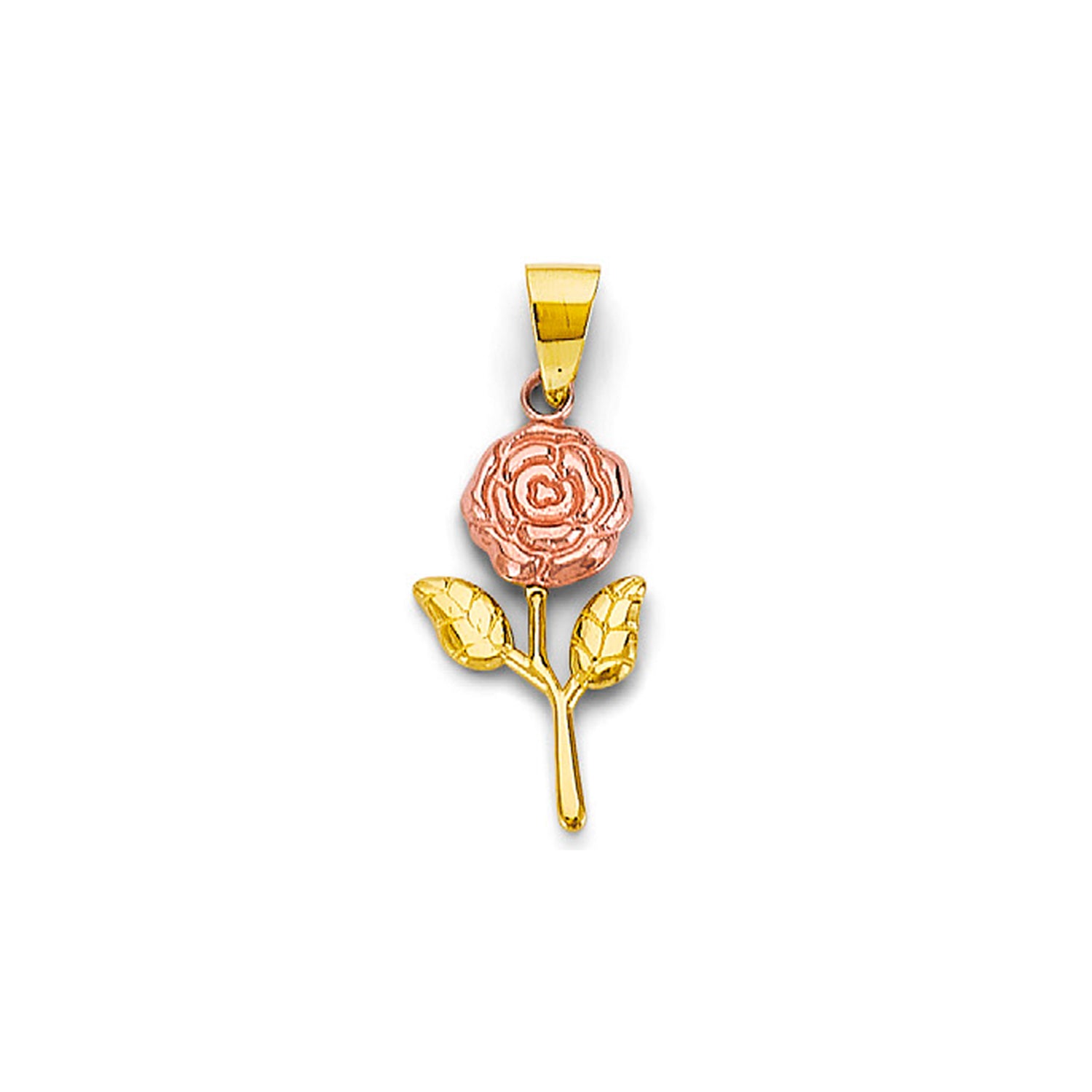 Two Tone Gold Bloomed Rose Flower Pendant 