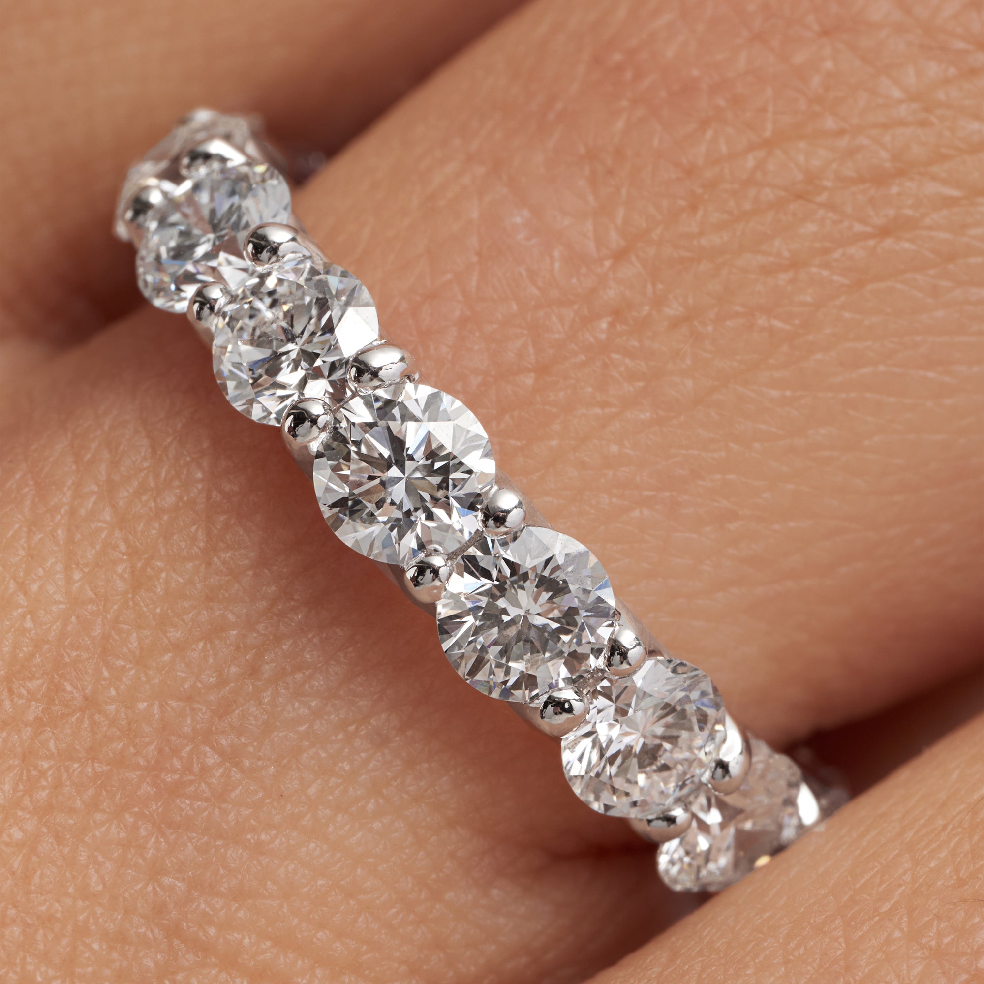 Round Cut U-Prong Lab Grown Diamond Eternity Ring in White Gold