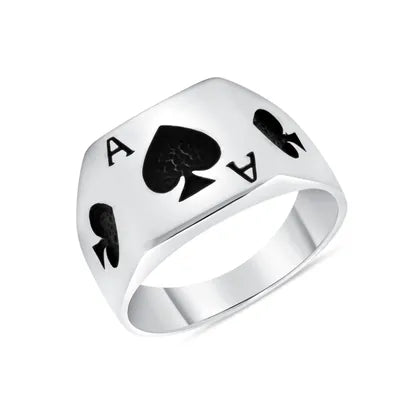 Oxidized 925 Sterling Silver Ace of Spades Men&