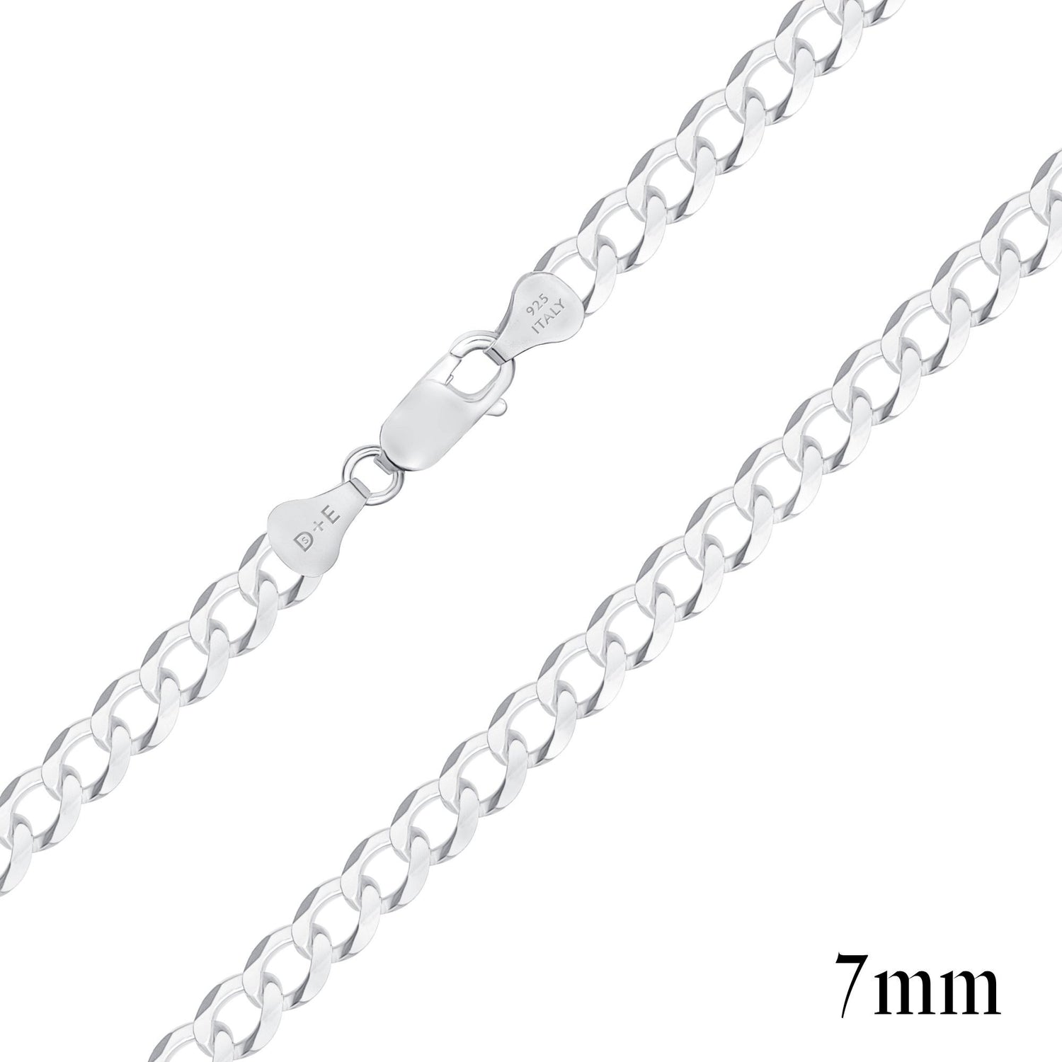 925 Sterling Silver 7mm Curb Chain