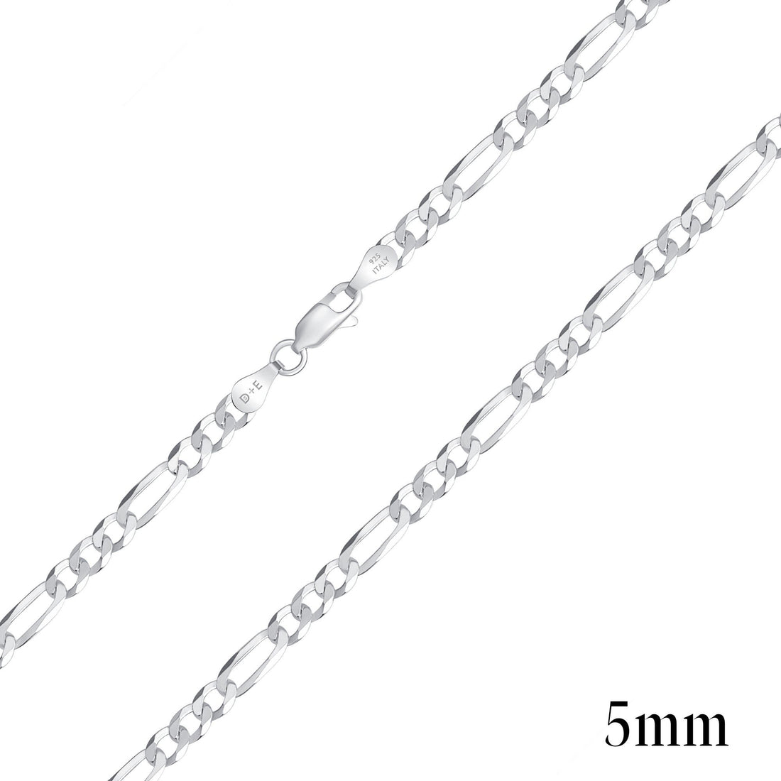 925 Sterling Silver 5mm Figaro Chain