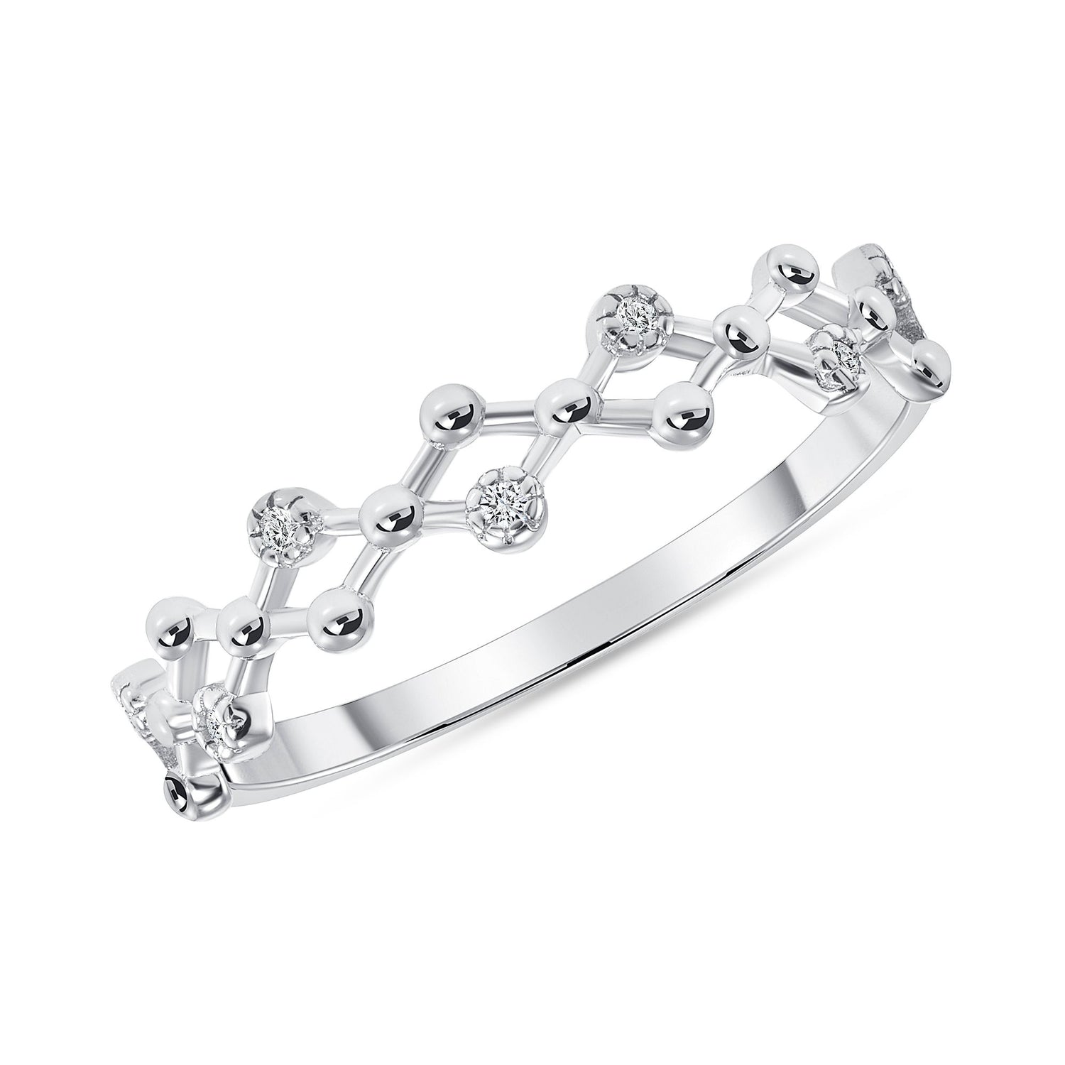 925 Sterling Silver Stimulated Round CZ Criss Cross Stack Ring