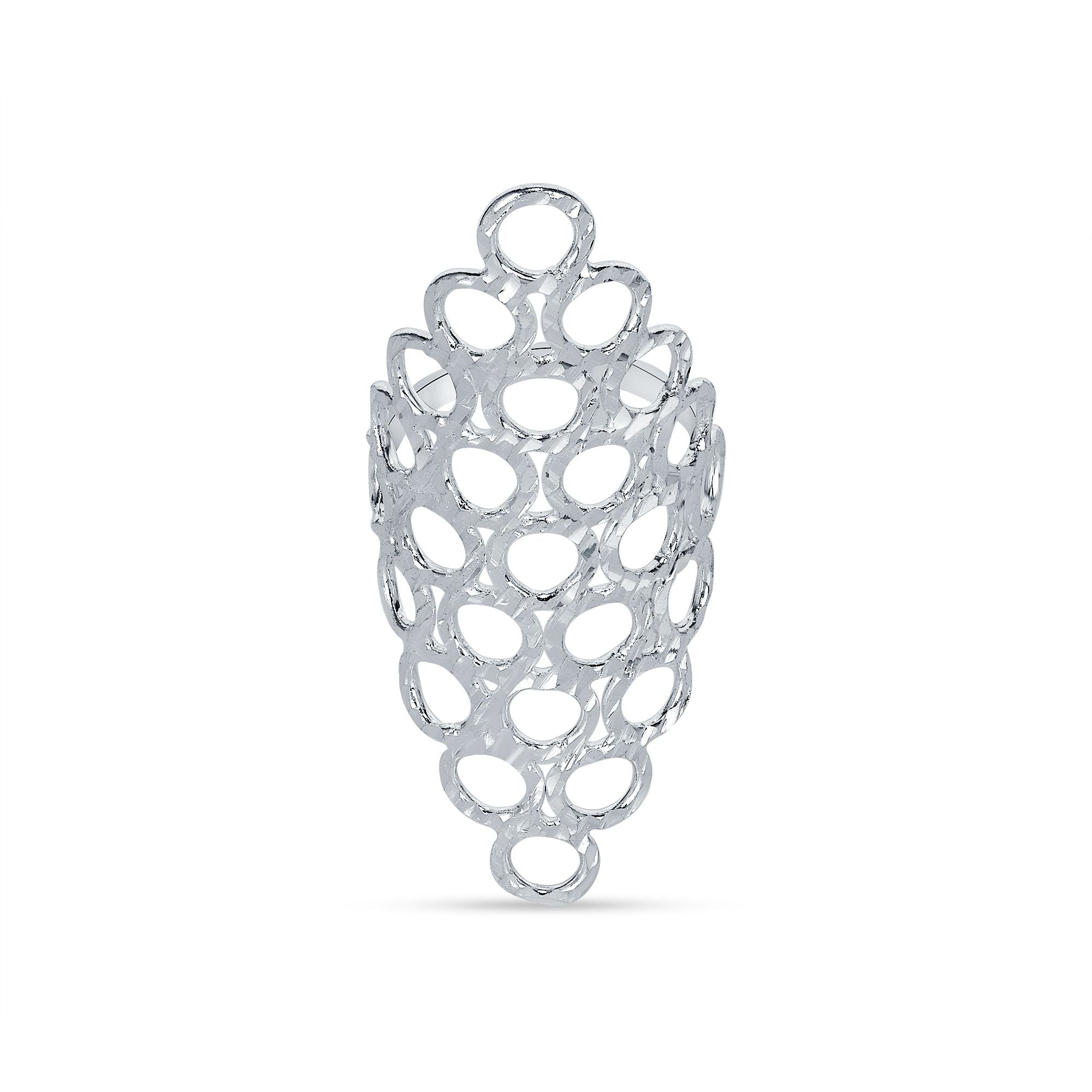925 Sterling Silver Openwork Honeycomb Fashion Ring