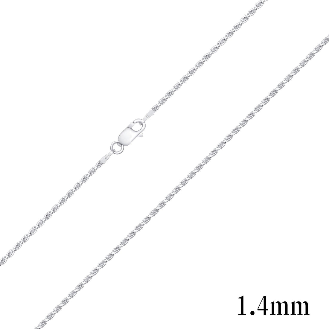 925 Sterling Silver 1.4mm Rope Chain
