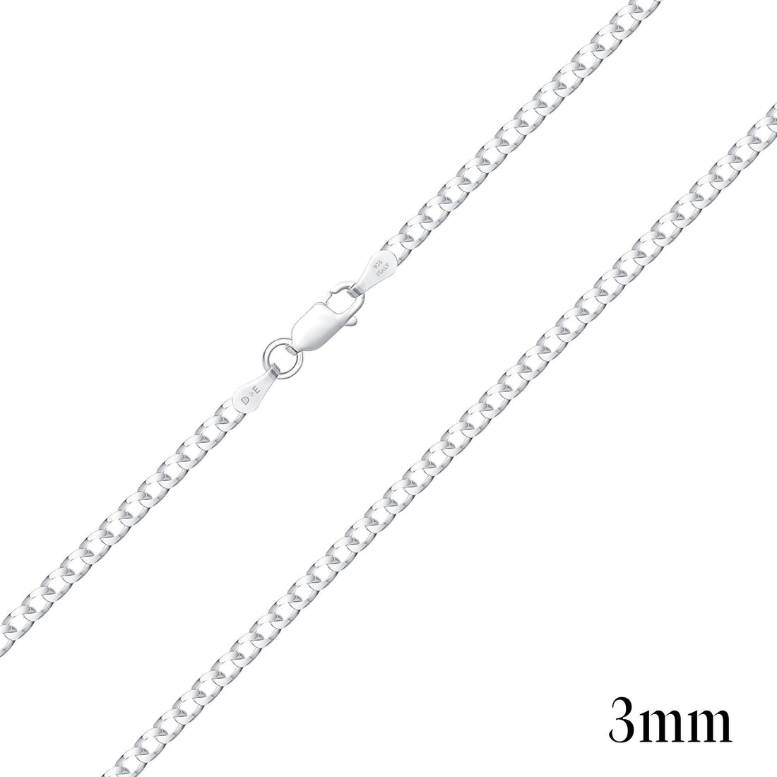 925 Sterling Silver 3mm Curb Chain