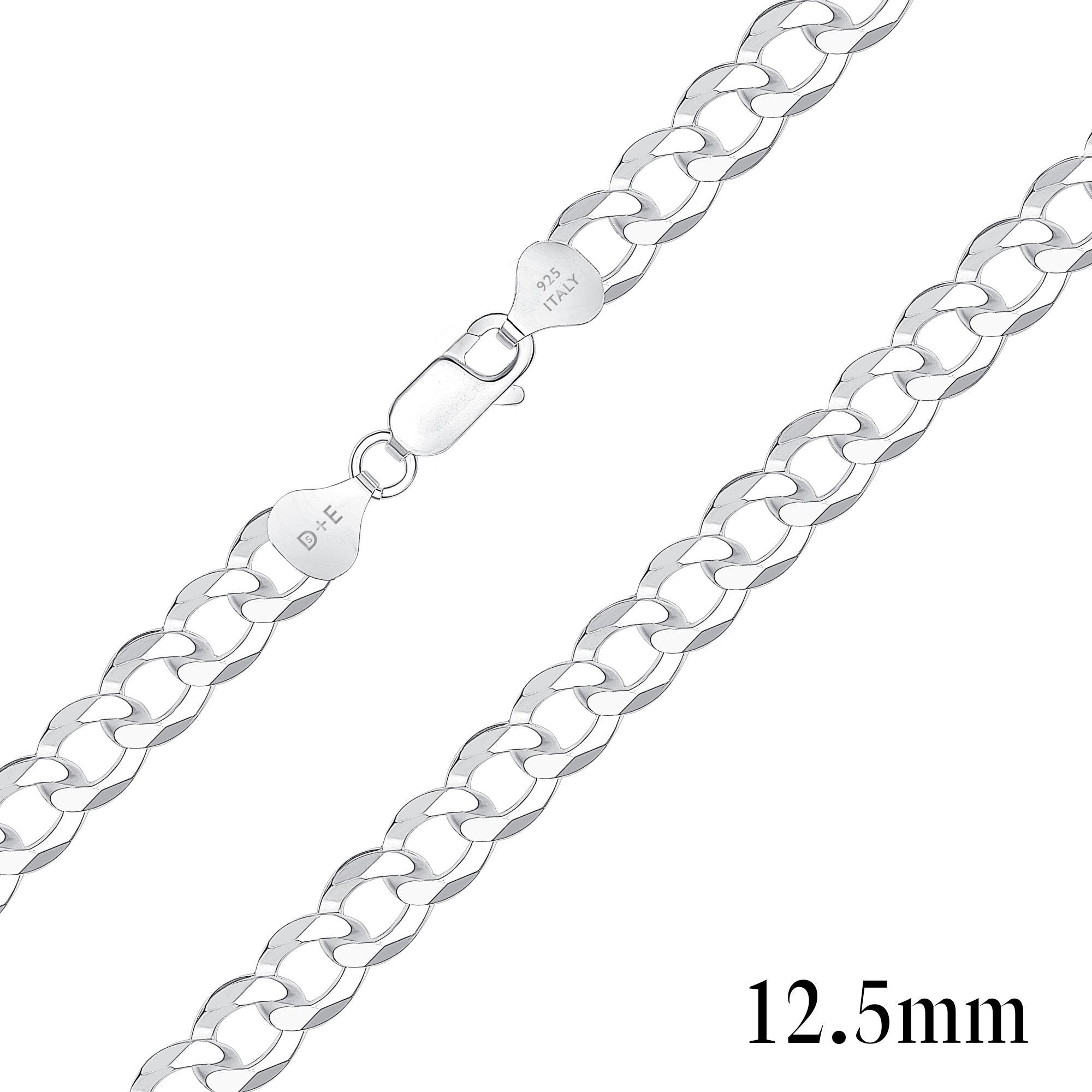 925 Sterling Silver 12.5mm Curb Chain