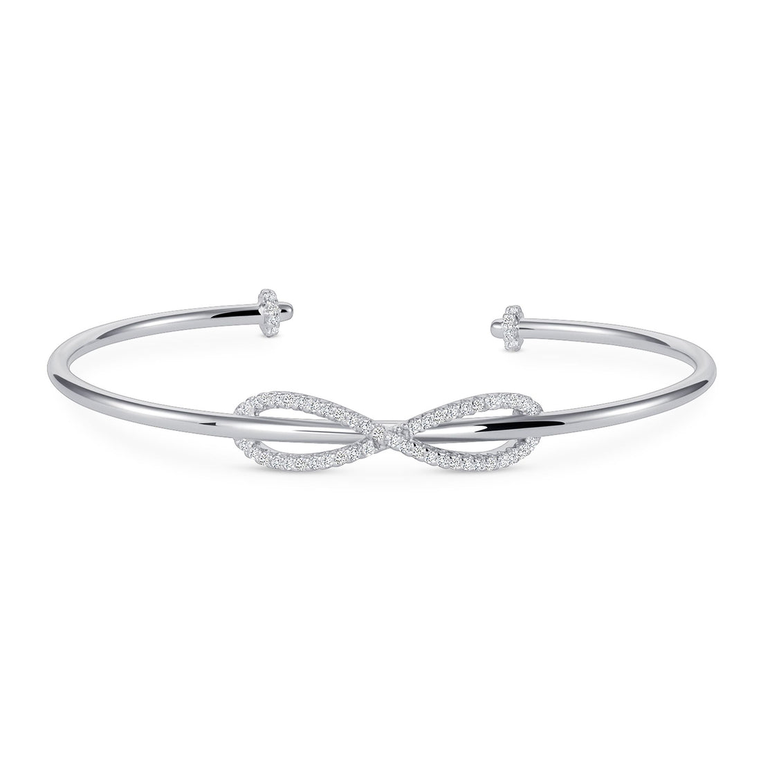 925 Sterling Silver Pavé Infinity Accented Cuff Bracelet