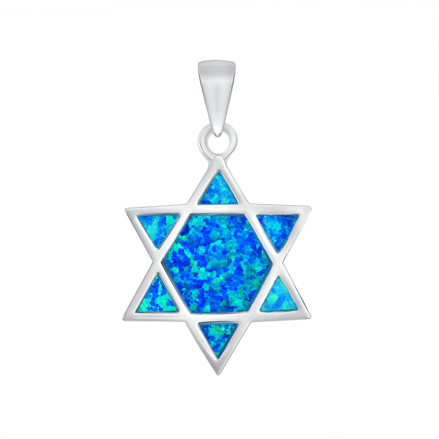 925 Sterling Silver Opal Star of David Pendant