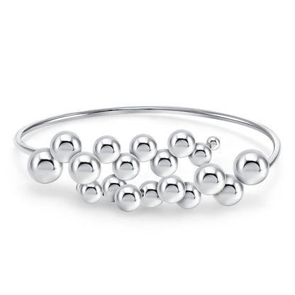 925 Sterling Silver Bubble Bypass Bangle Bracelet