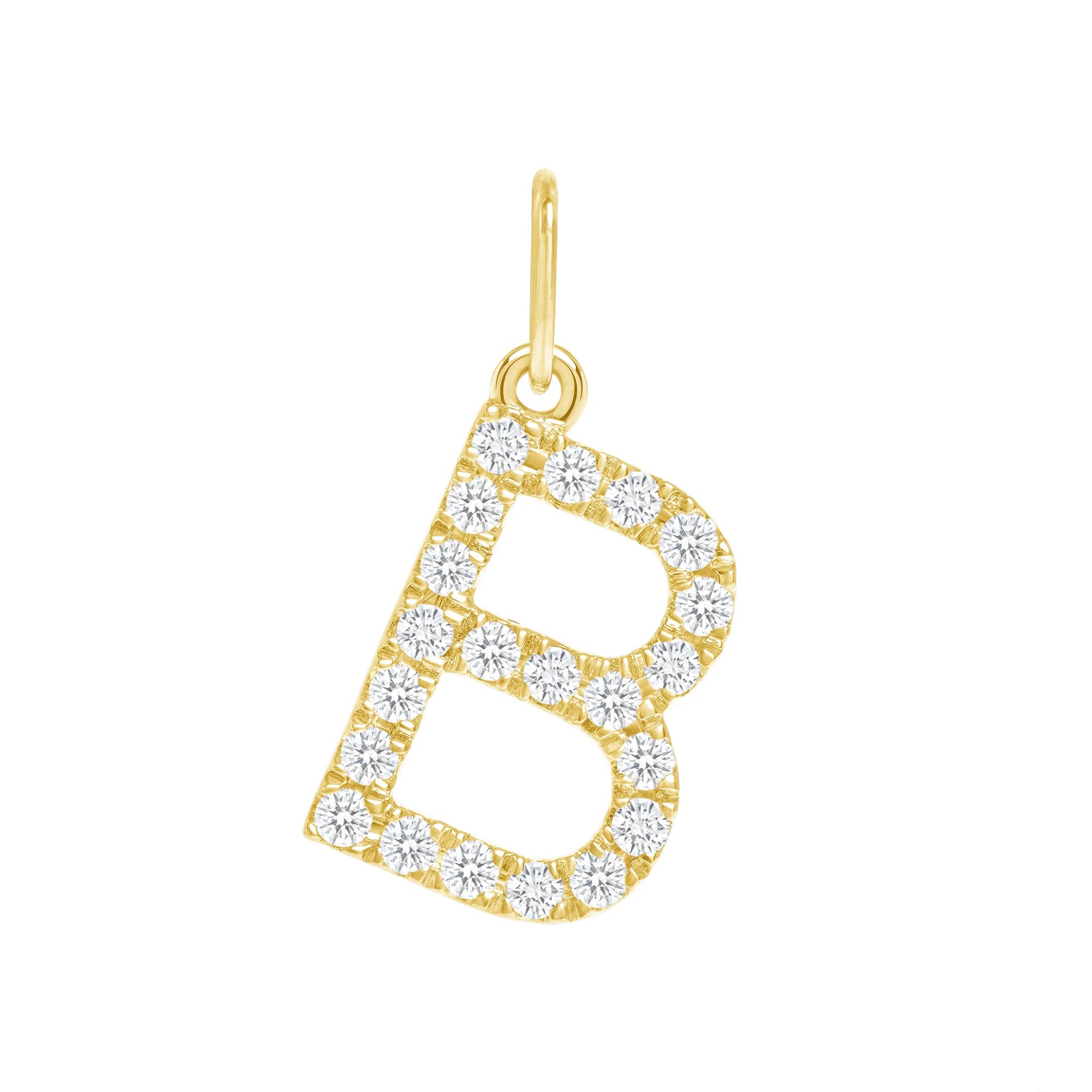 14K Gold Diamond Initial Pendant (Small)
