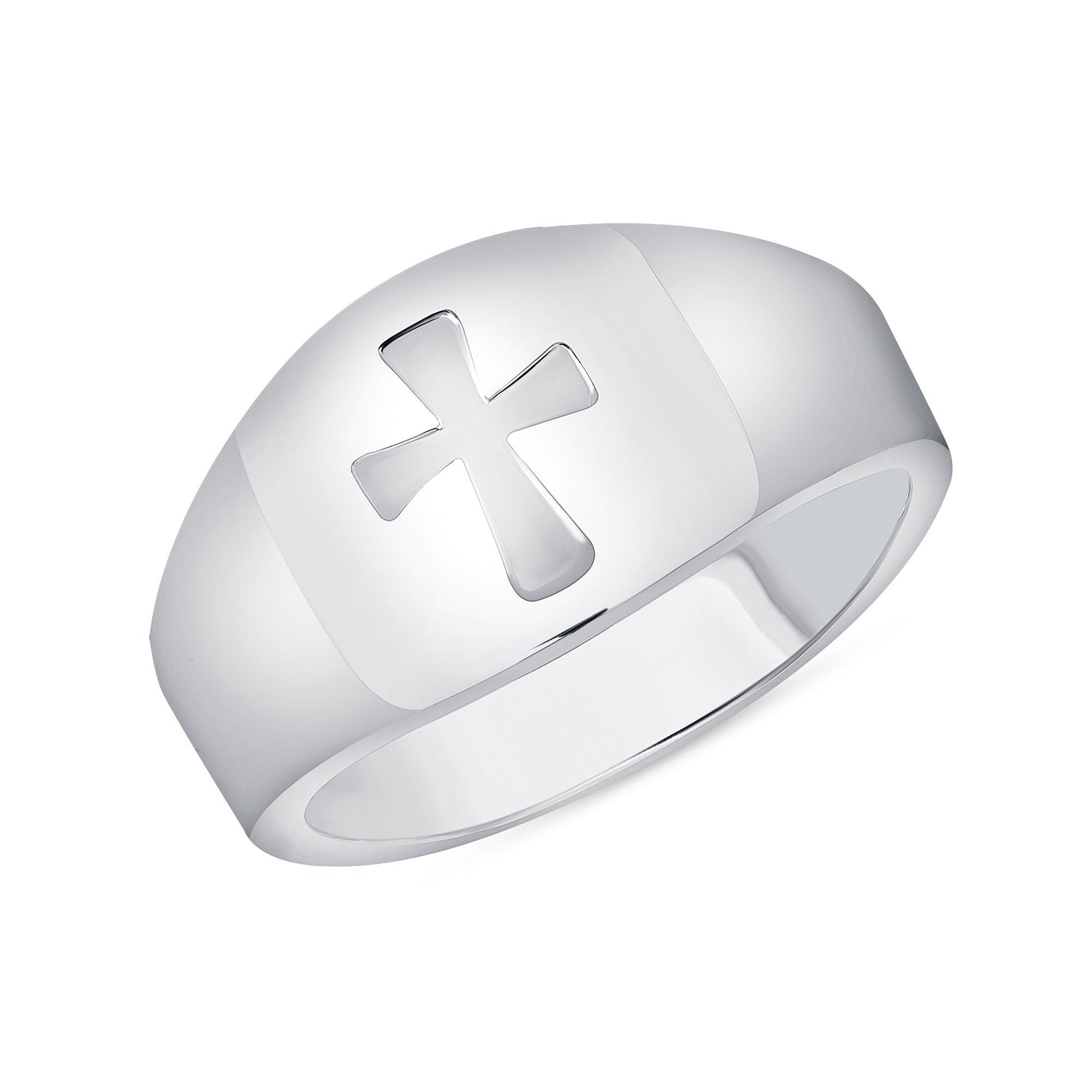 925 Sterling Silver Engraved Cross Signet Ring