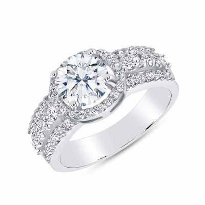 925 Sterling Silver Micro Pavé and Round CZ Engagement Ring